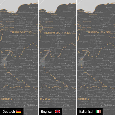 Carte de l’Italie à épingles TRAVEL® – Gris clair