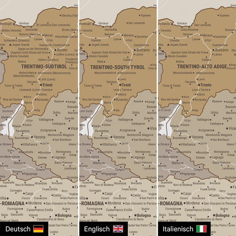 Carte de l’Italie à épingles TRAVEL® – Multicolor Beige