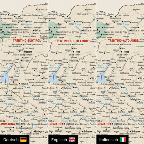 Carte de l’Italie à épingles TRAVEL® – Multicolor Classic