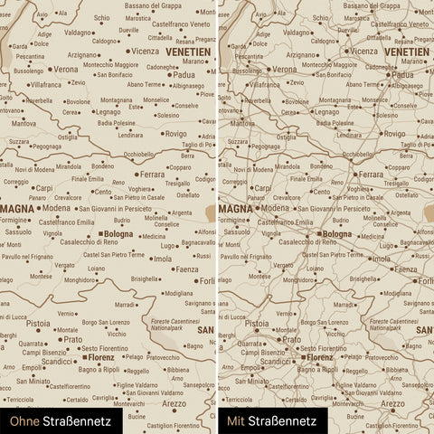Carte de l’Italie à épingles TRAVEL® – Treasure Gold