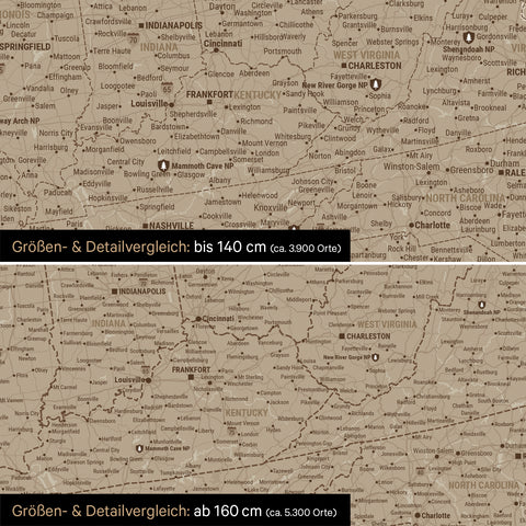 Carte du Canada et des États-Unis à épingles TRAVEL® – Desert Sand