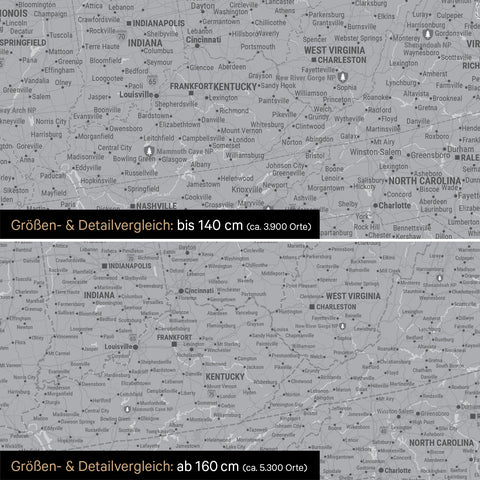 Carte du Canada et des États-Unis à épingles TRAVEL® – Coolgray (Gris clair)