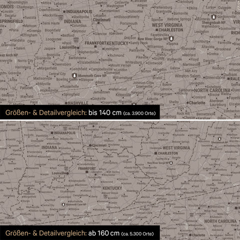 Carte du Canada et des États-Unis à épingles TRAVEL® – Warmgray