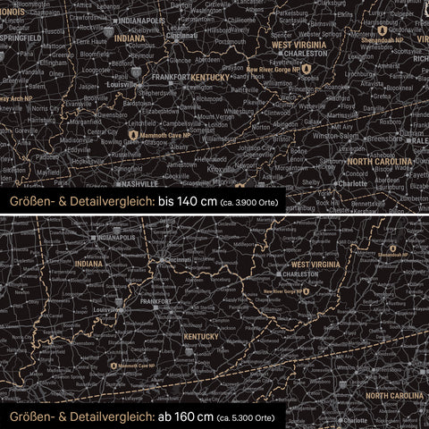 Carte du Canada et des États-Unis à épingles TRAVEL® – Noir clair