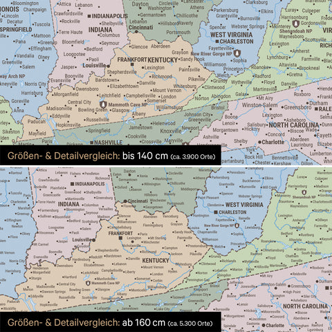 Carte du Canada et des États-Unis à épingles TRAVEL® – Multicolore Atlas (Carte politique)