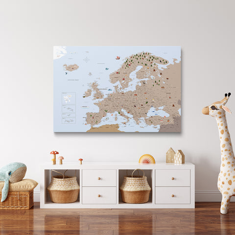 Carte de l’Europe pour enfants à épingles – MINIVENTURES® Brown