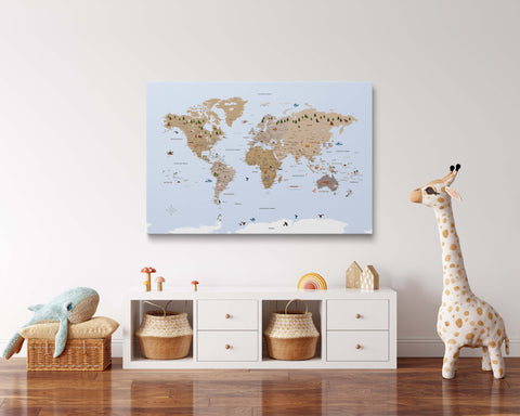 Carte du monde pour enfants à épingles – MINIVENTURES® Brun
