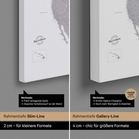 Carte de l’Amérique du Nord à épingles TRAVEL® – Coolgray (Gris clair)