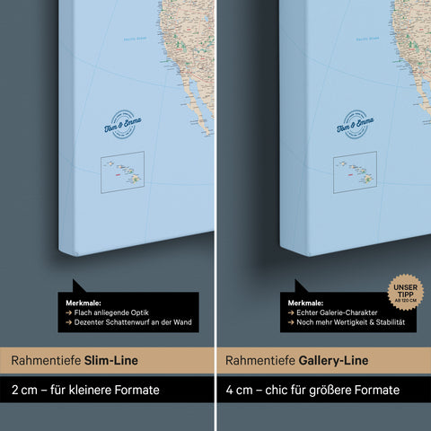 Carte de l'Amérique du Nord TRAVEL® Carte à épingles – Multicolore Classique