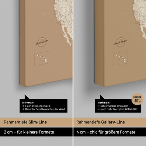 Carte de l’Amérique du Nord à épingles TRAVEL® – Treasure Gold