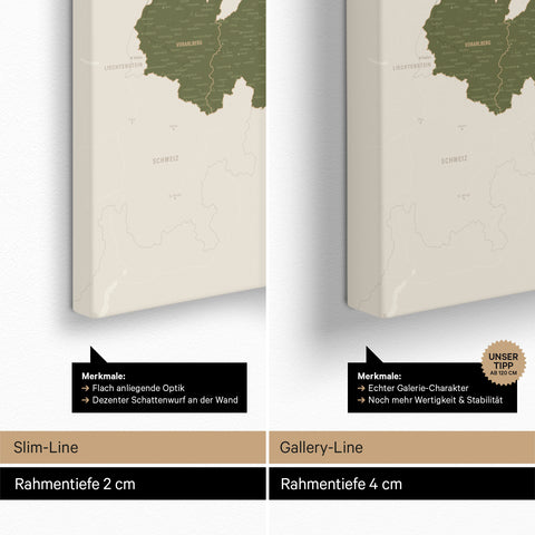 Carte de l’Autriche à épingles TRAVEL® – Olive Green