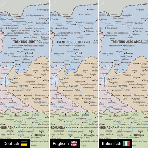Carte politique de l’Italie à épingles TRAVEL® – Multicolor Atlas