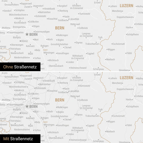 Magnetische Schweiz-Karte Leinwand in Dunkelgrau wahlweise mit oder ohne Straßennetz