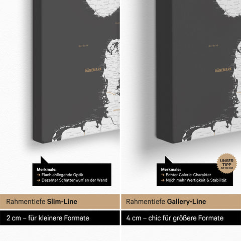 Carte de la Scandinavie à épingles TRAVEL® – Gris foncé