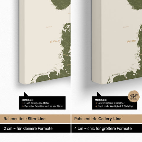 Carte de la Scandinavie à épingles TRAVEL® – Vert olive