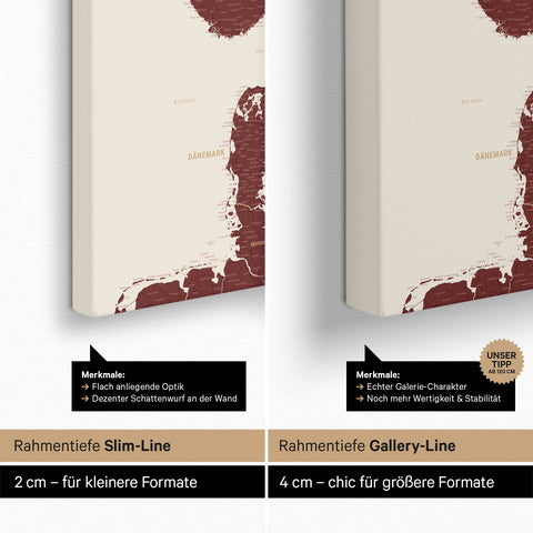 Carte de la Scandinavie à épingles TRAVEL® – Rouge Bordeaux