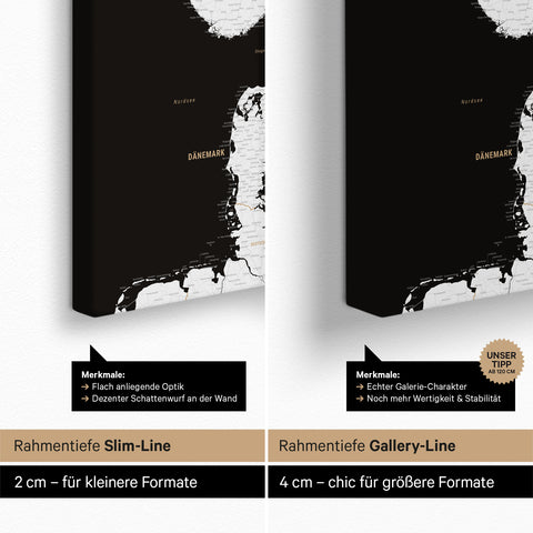 Carte de la Scandinavie à épingles TRAVEL® – Noir foncé (Noir et blanc)