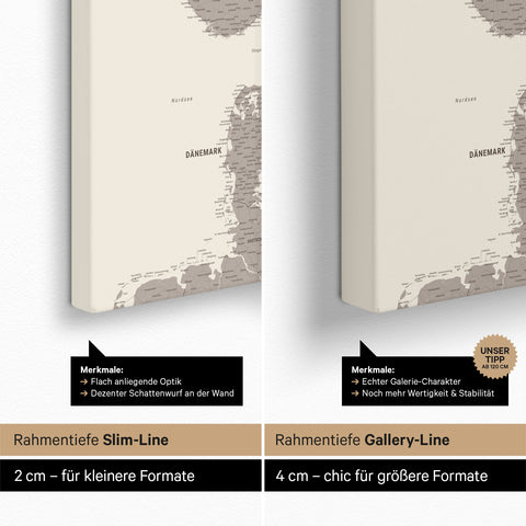 Carte de la Scandinavie à épingles TRAVEL® – Gris Chaud (Brun-Gris)