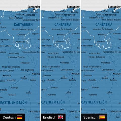 Carte de l’Espagne et du Portugal à épingles TRAVEL® – Ocean Blue