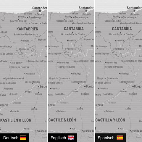Carte de l’Espagne et du Portugal à épingles TRAVEL® – Gris froid