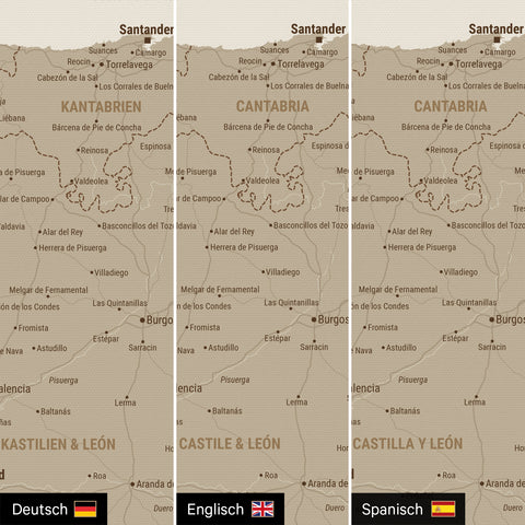 Carte de l’Espagne et du Portugal à épingles TRAVEL® – Sable désert