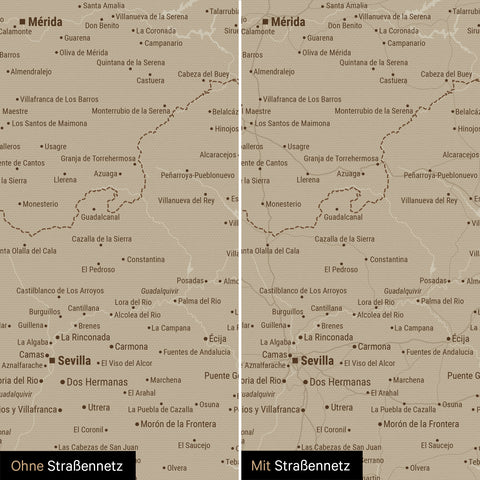 Carte de l’Espagne et du Portugal à épingles TRAVEL® – Sable désert