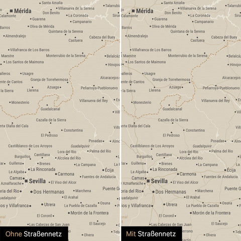 Carte de l’Espagne et du Portugal à épingles TRAVEL® – Or