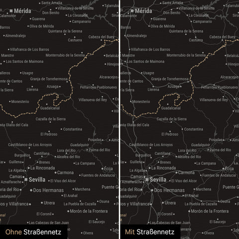 Carte de l’Espagne et du Portugal à épingles TRAVEL® – Noir clair