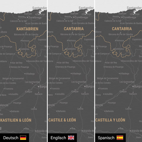 Carte de l’Espagne et du Portugal à épingles TRAVEL® – Gris clair