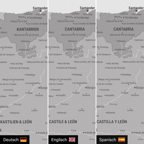 Carte de l’Espagne et du Portugal à épingles TRAVEL® – Multicolor Gray