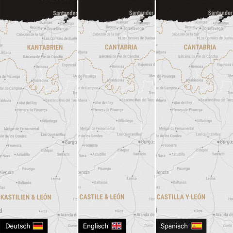 Carte de l’Espagne et du Portugal à épingles TRAVEL® – Noir foncé (Noir et blanc)