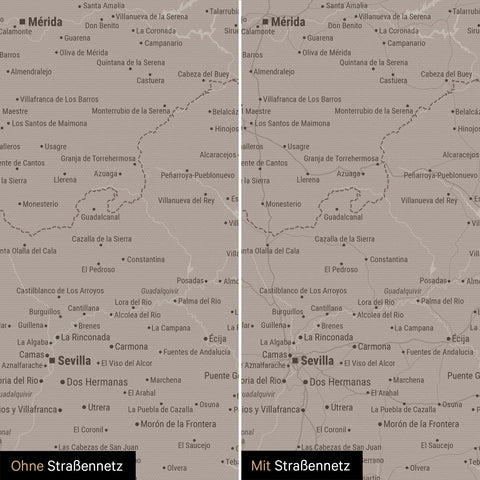 Carte de l’Espagne et du Portugal à épingles TRAVEL® – Warmgray