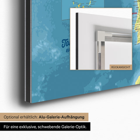 Carte topographique de l'Europe TRAVEL® Tableau magnétique – Multicolor Topo