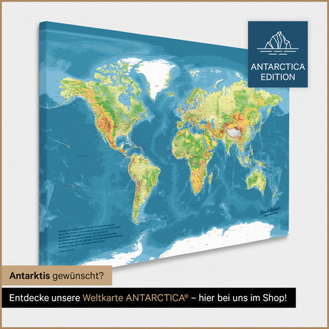 Carte du monde topographique TRAVEL® à épingles – Topo multicolore