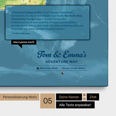 Carte du monde topographique à épingles TRAVEL® – Multicolor Topo