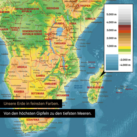 Carte du monde topographique ANTARCTICA® à épingles – Multicolor Topo