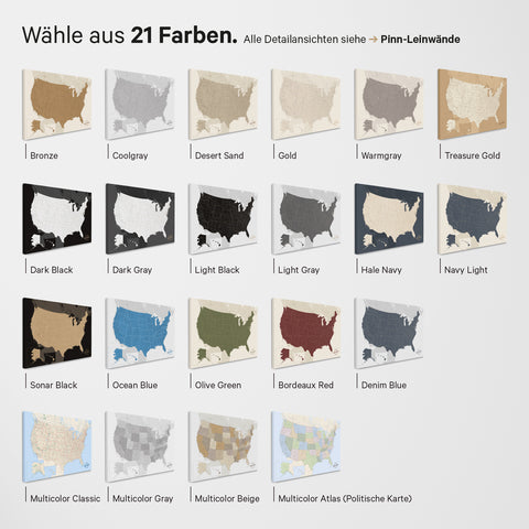 Carte des États-Unis TRAVEL® Poster magnétique – en 21 couleurs