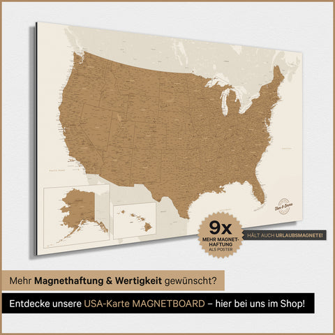 Carte des États-Unis TRAVEL® Poster magnétique – en 21 couleurs
