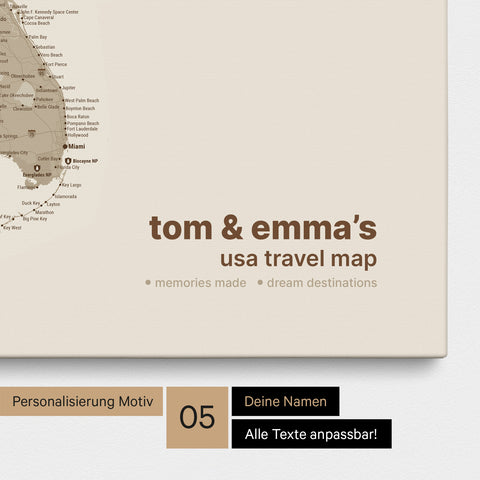 Carte des États-Unis à épingles TRAVEL® – Desert Sand (Beige)