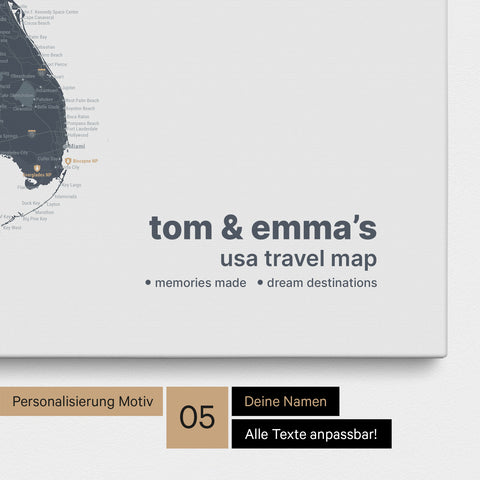Carte des États-Unis à épingles TRAVEL® – Denim Blue