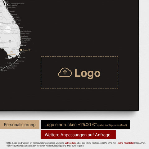 Carte des États-Unis à épingles TRAVEL® – Dark Black (Noir-blanc)