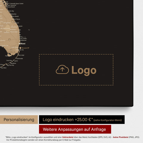 Carte des États-Unis à épingles TRAVEL® – Sonar Black (Noir-Or)