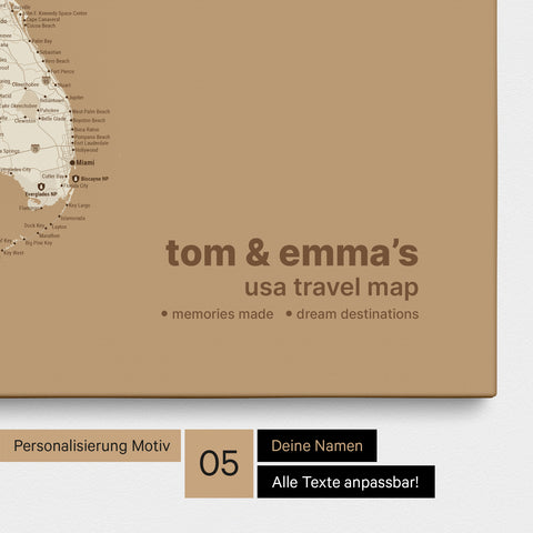 Carte des États-Unis à épingles TRAVEL® – Treasure Gold