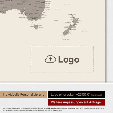 Carte du monde ANTARCTICA® tableau magnétique – Gris chaud