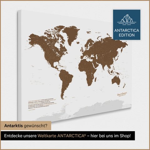 Carte du monde à épingles TRAVEL® – Marron