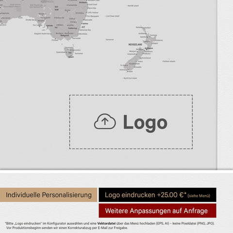 Carte du monde à épingles ANTARCTICA® – Coolgray (Gris clair)
