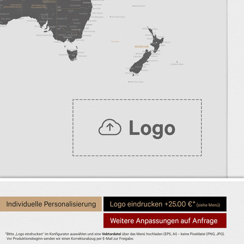 Carte du monde à épingles ANTARCTICA® – Light Gray