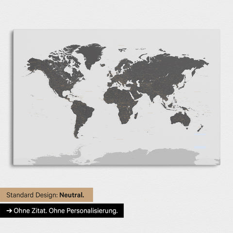 Version standard neutre d'une carte du monde avec l'Antarctique en Carte à épingles en gris clair