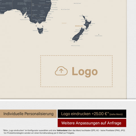 Carte du monde à épingles ANTARCTICA® – Navy Light