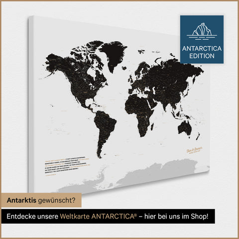 Carte du monde à épingles TRAVEL® – Noir clair (Blanc et noir)
